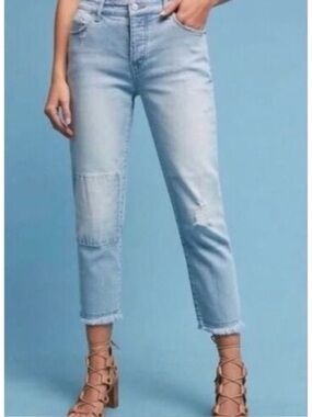 Pilcro And The Letterpress Anthropologie Hyphen Light Denim Crop Jeans Size 31